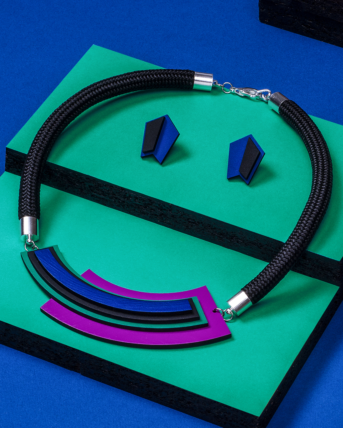Asymmetric Blue Necklace | Lasercut jewelry | Rename | Made in Belgrade